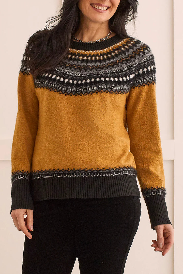 Crew Neck Intarsia Sweater