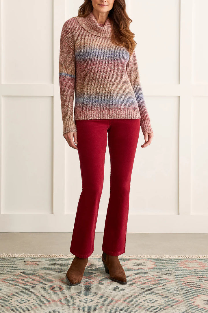 Long Sleeve Cowl Neck Space Dye Sweater