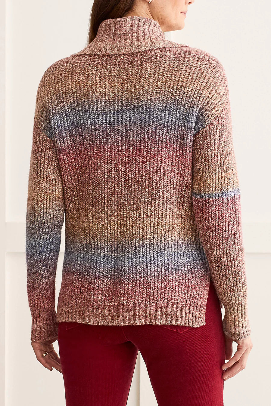 Long Sleeve Cowl Neck Space Dye Sweater