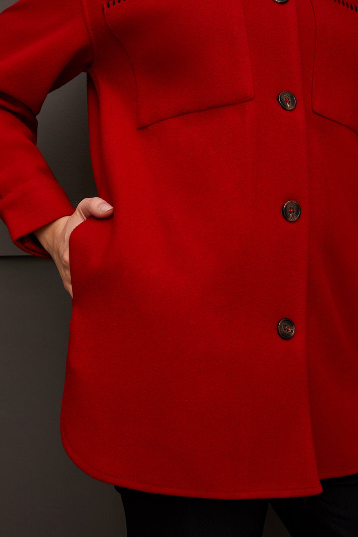 Botton Front Coat With Blanket Stitch