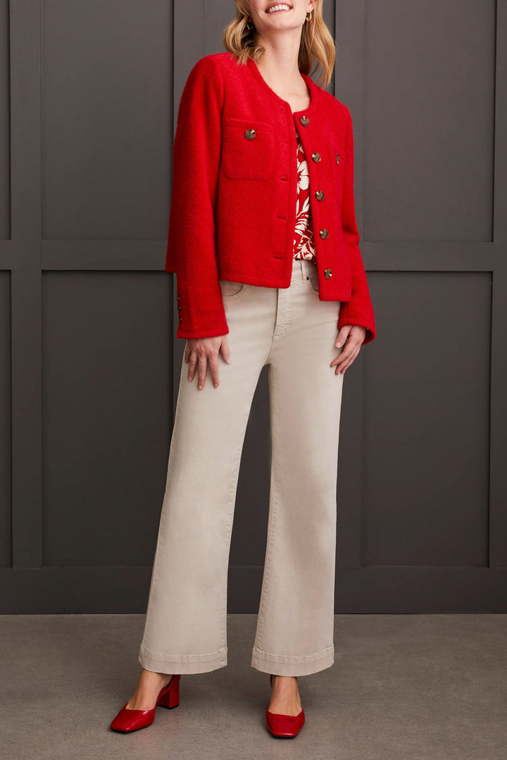 Button Front Coat With Blanket Stitch