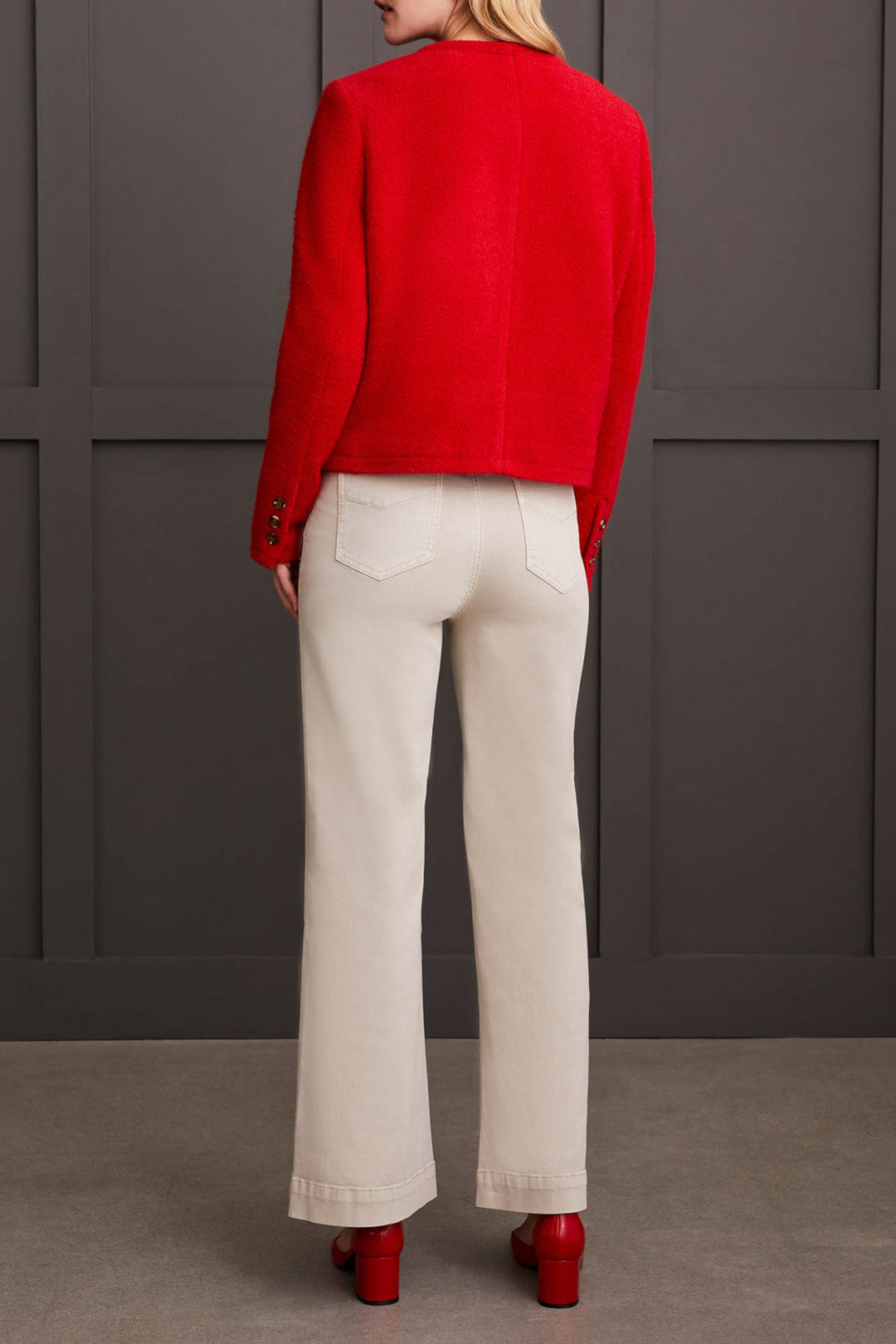 Button Front Coat With Blanket Stitch