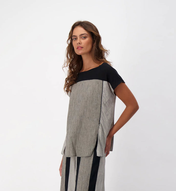 Multi-Media Linen/Cotton Top