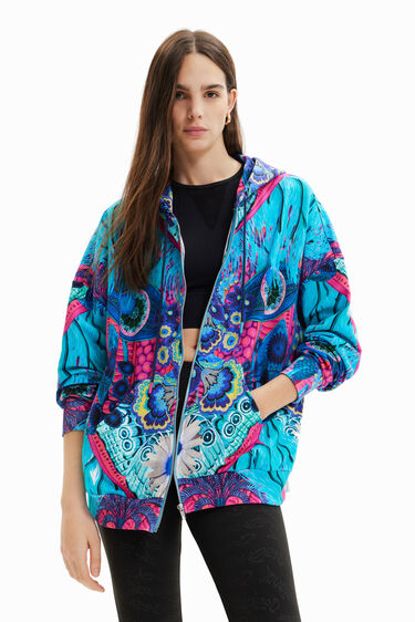 Vibrant All-Over Print Zip Hoodie