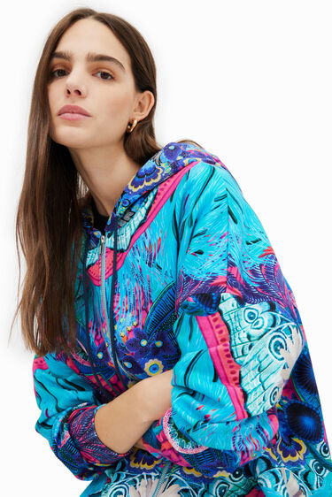 Vibrant All-Over Print Zip Hoodie