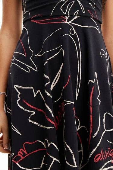 Romantic Tropic Print Dress
