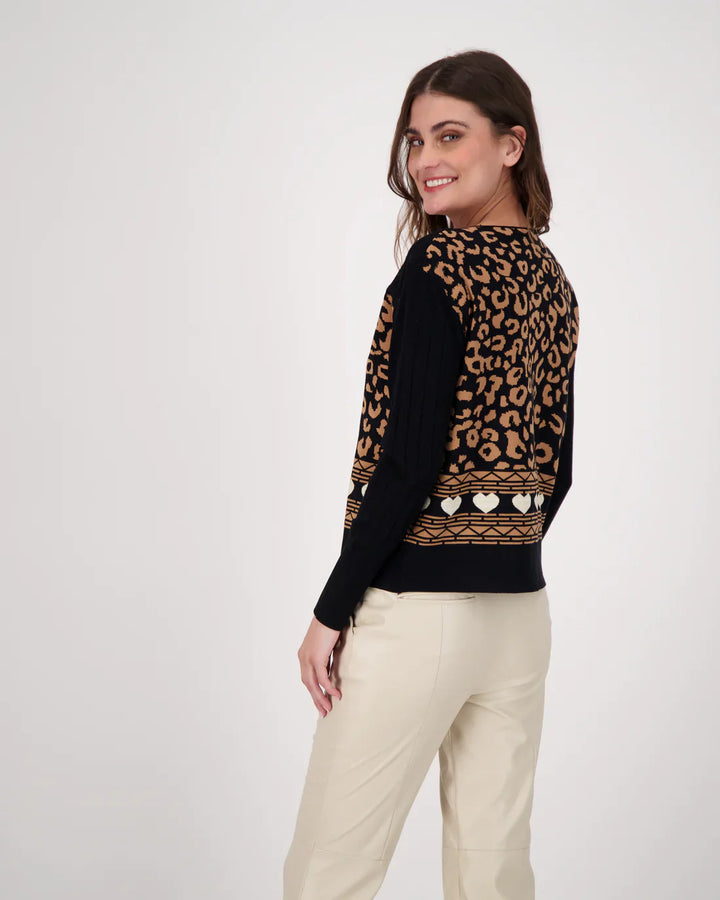 Leopard With Heart Keyhole Sweater