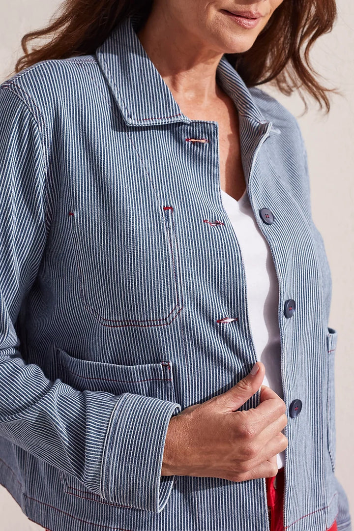 Long  Sleeve Button Front Jacket With Front Packets