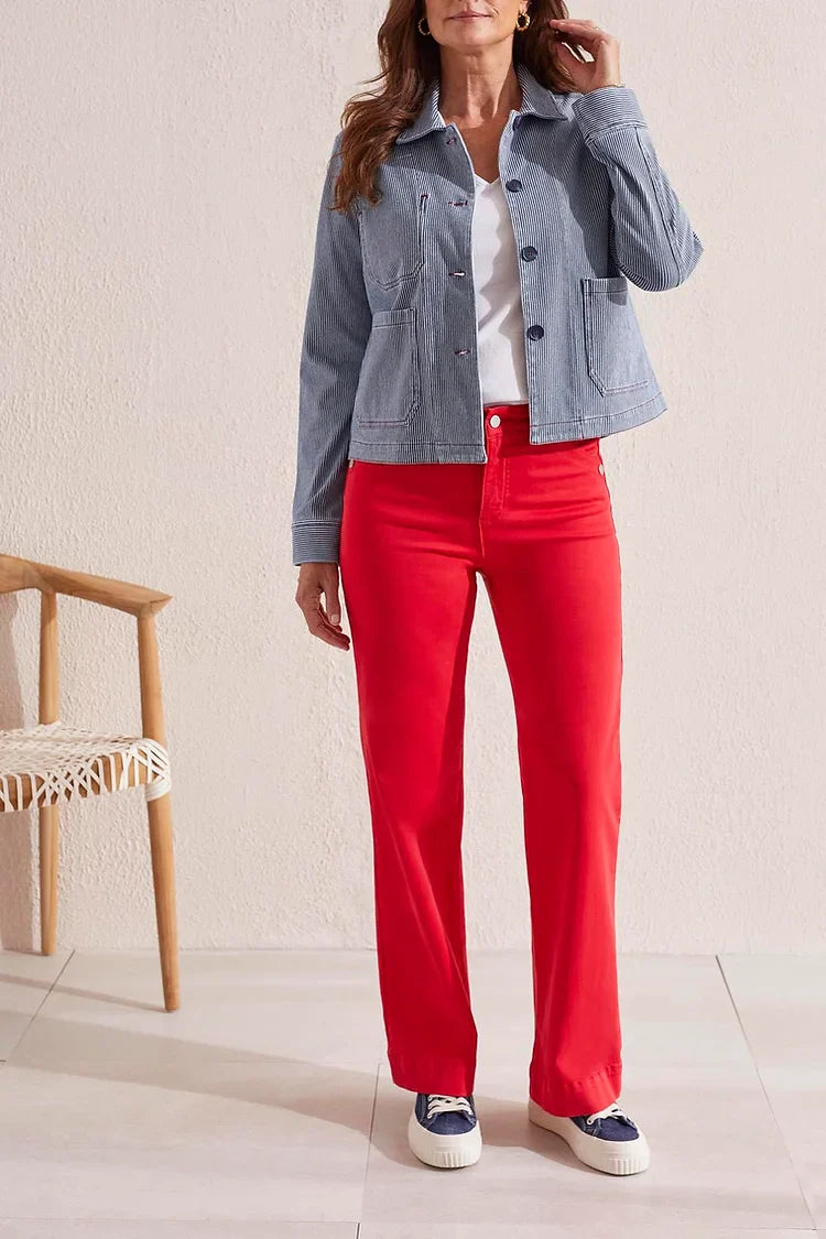 Long  Sleeve Button Front Jacket With Front Packets