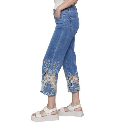 Flare Leg Stretch Jean With Hem Detail