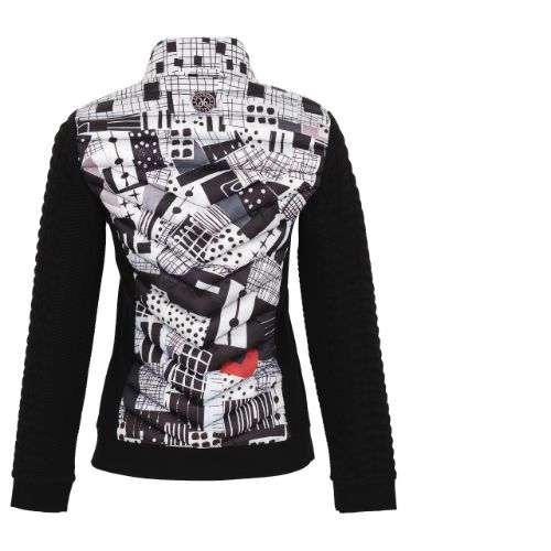 Short Geo Print Black Puffer Jacket