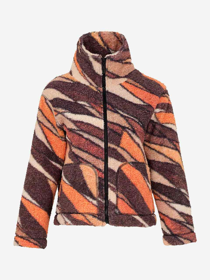 Geometric Print Sherpa Jacket