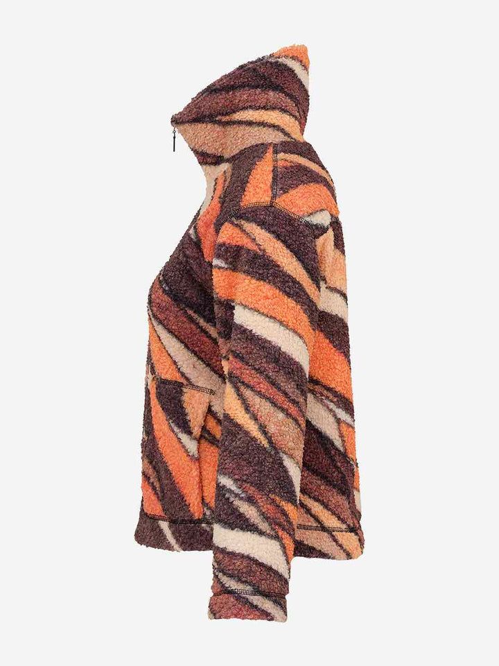 Geometric Print Sherpa Jacket