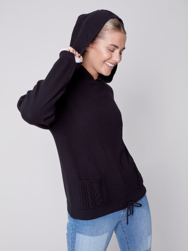 Plush Knit Drawstring Waist Hoodie