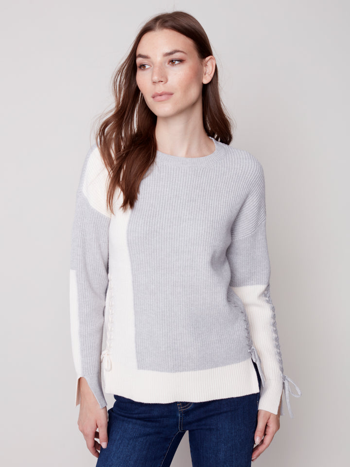 Jacquard Knit Top With Side Tie