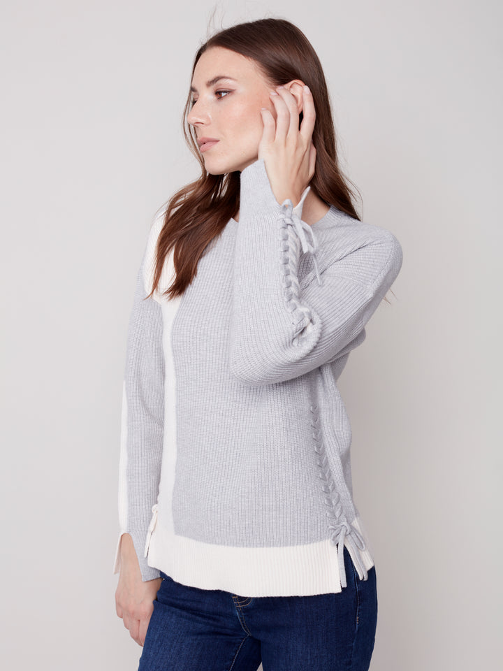 Jacquard Knit Top With Side Tie