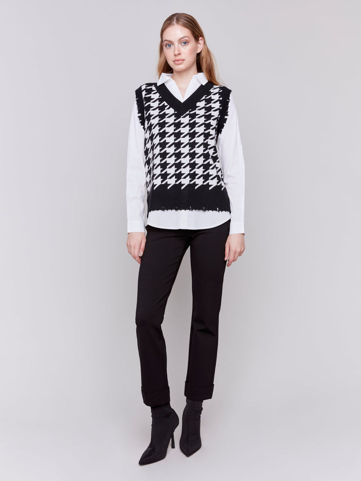 Mock Neck Ribbed Fine-Knit Sweater