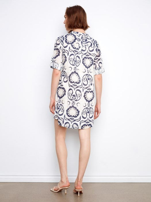 3/4 Sleeve Henley Shirt Dress