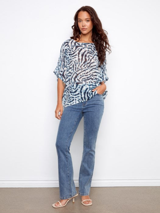 Printed Dolman Cotton Blouse