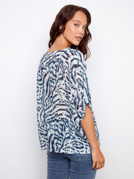 Printed Dolman Cotton Blouse