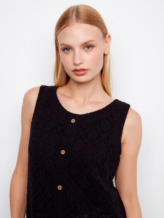 Crochet Button Up Sleeveless Vest