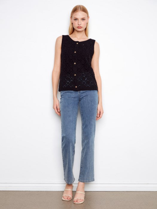 Crochet Button Up Sleeveless Vest
