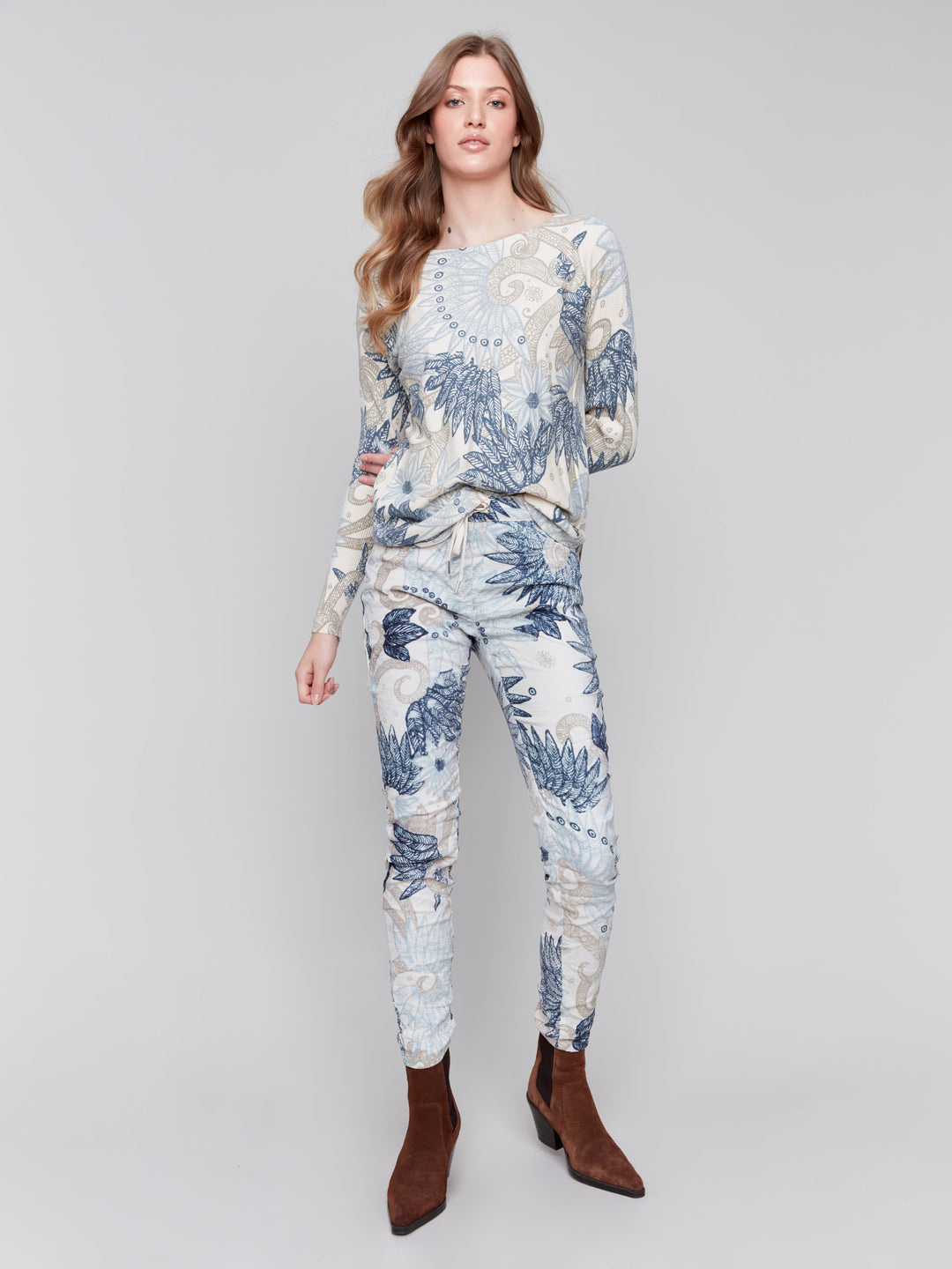 Printed Suede Crinkle Jogger