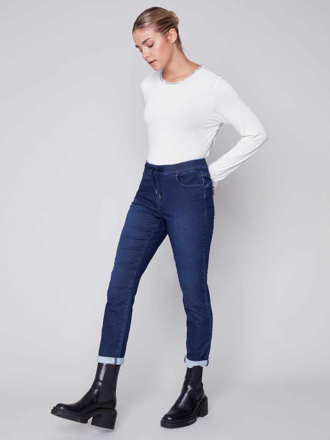 Slim Leg Knit Denim Jean