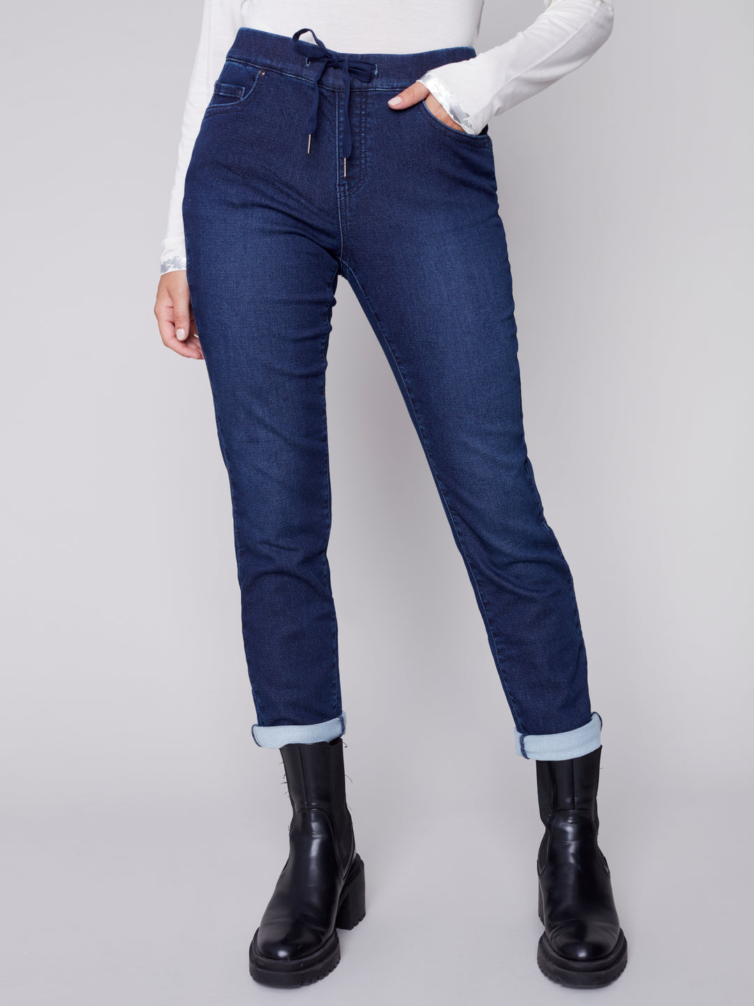 Slim Leg Knit Denim Jean