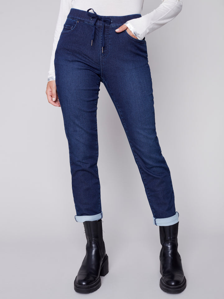 Slim Leg Knit Denim Jean