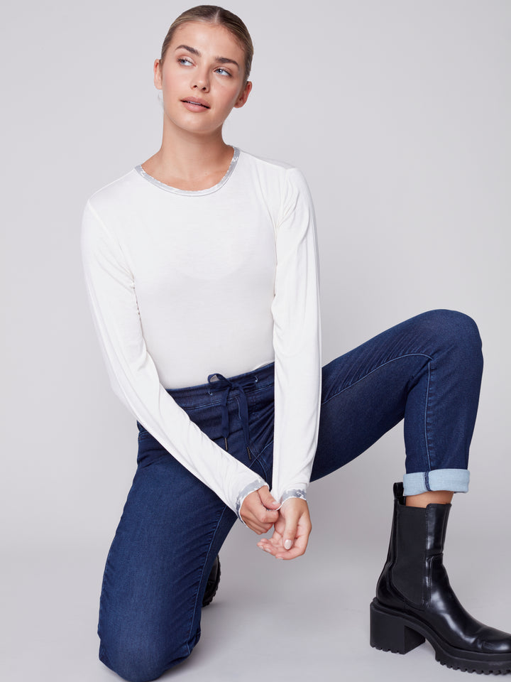 Slim Leg Knit Denim Jean