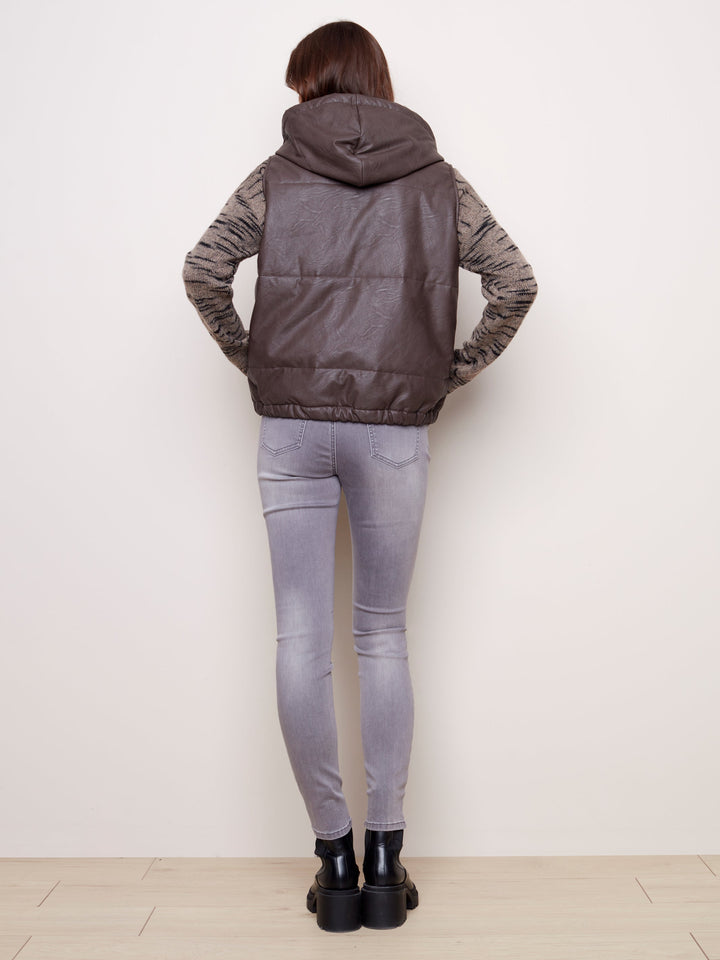 Vegan Leather Hooded Vest