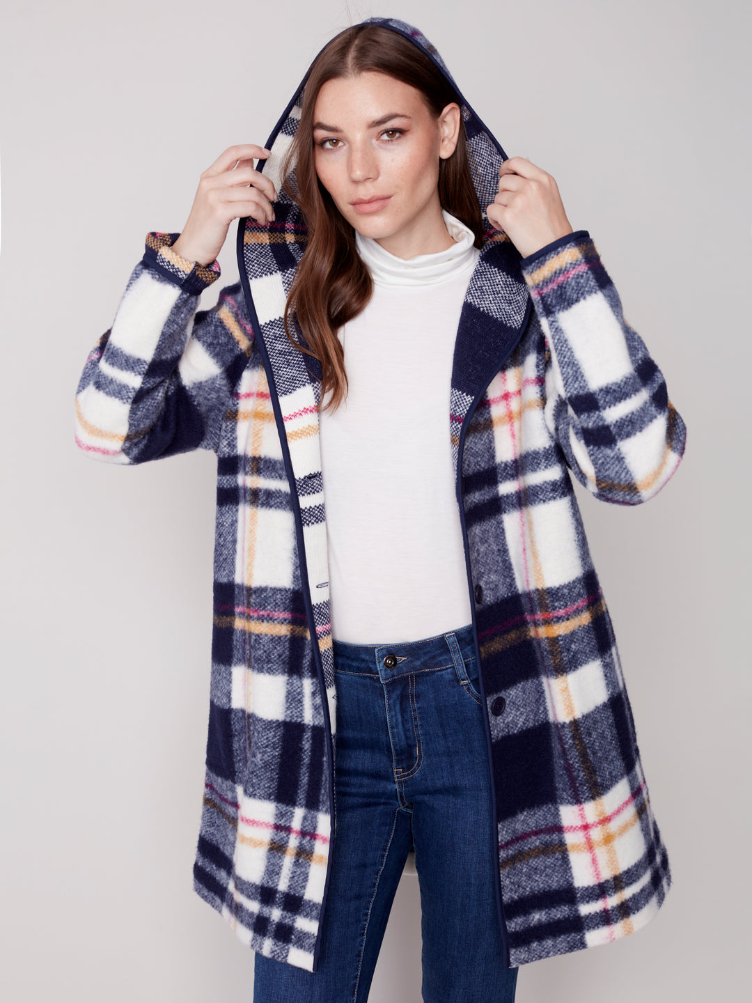 Boiled Wool Plaid Jacket