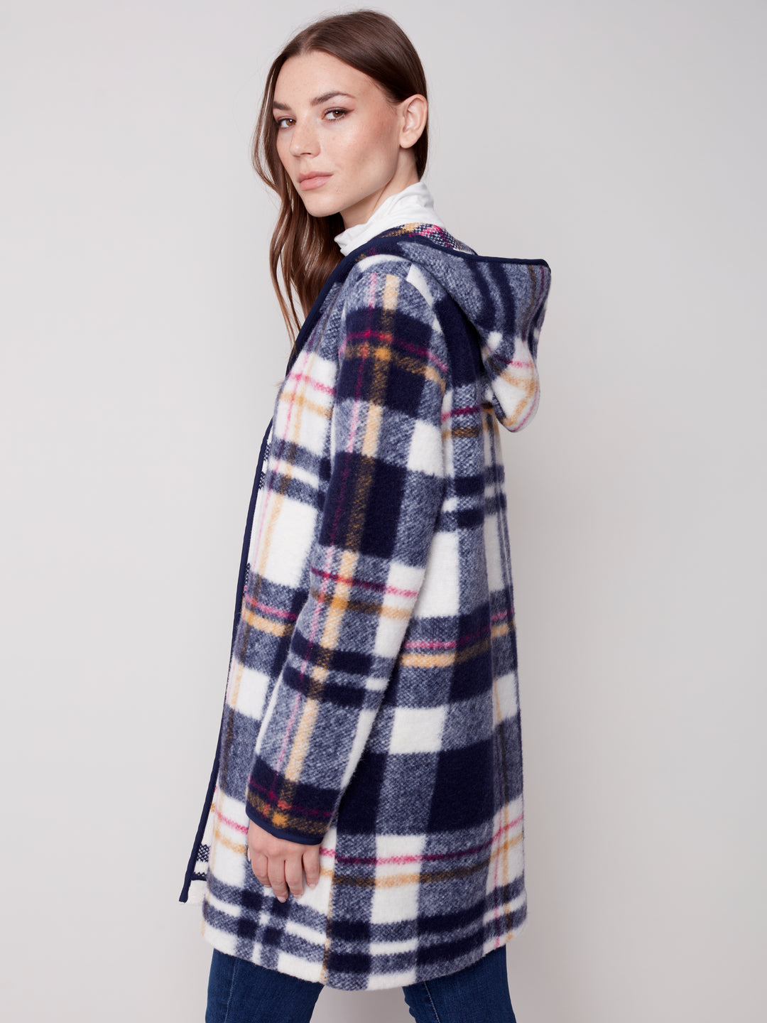 Boiled Wool Plaid Jacket