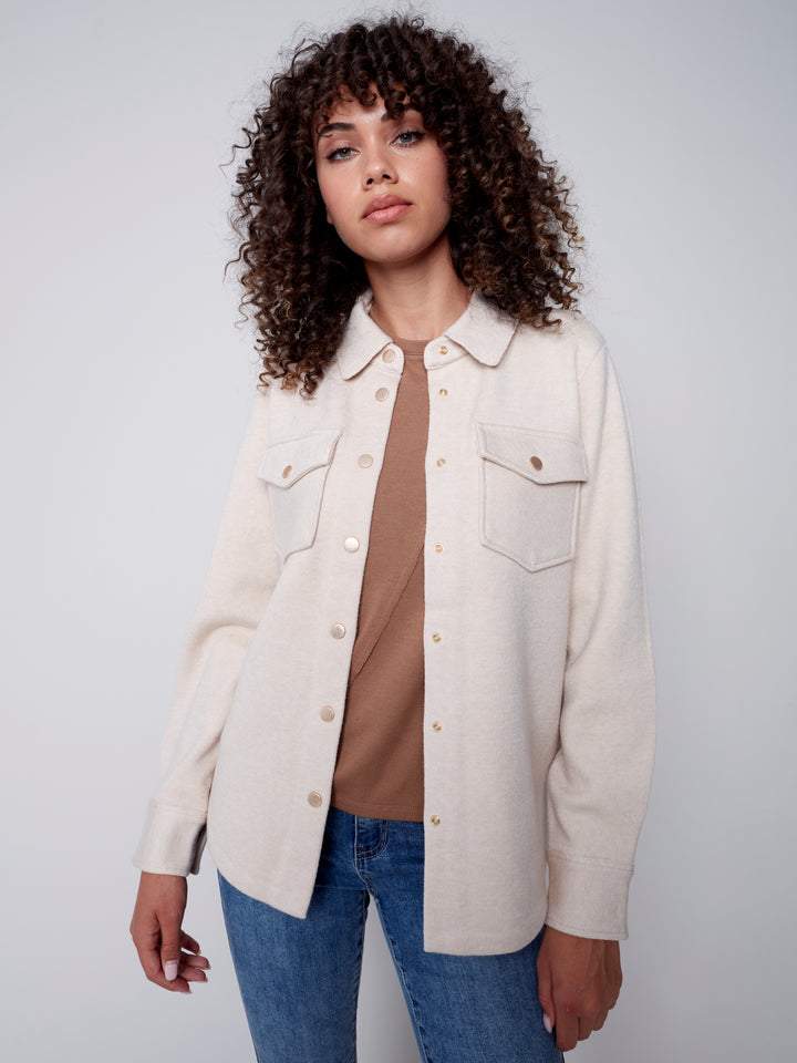 Knit Long Sleeve Button Up Top