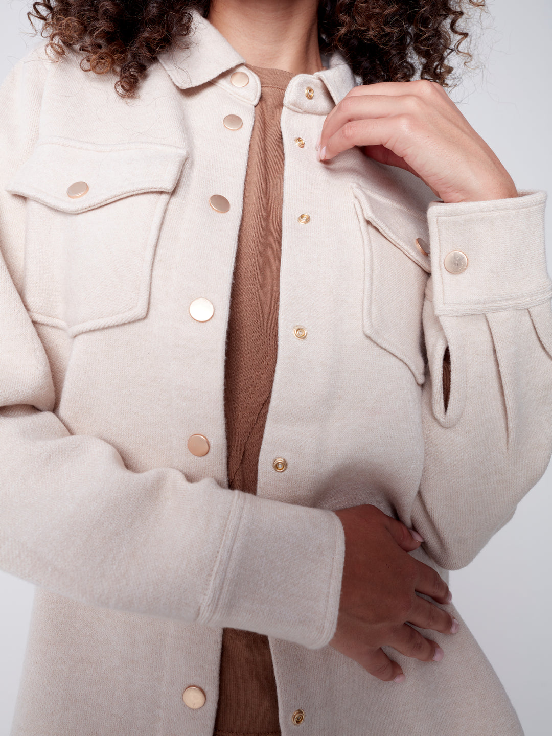 Knit Long Sleeve Button Up Top