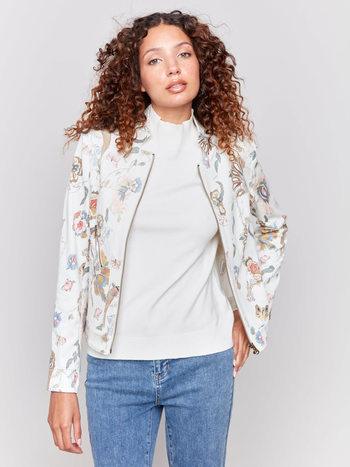 Faux Suede Jacket With Zipper