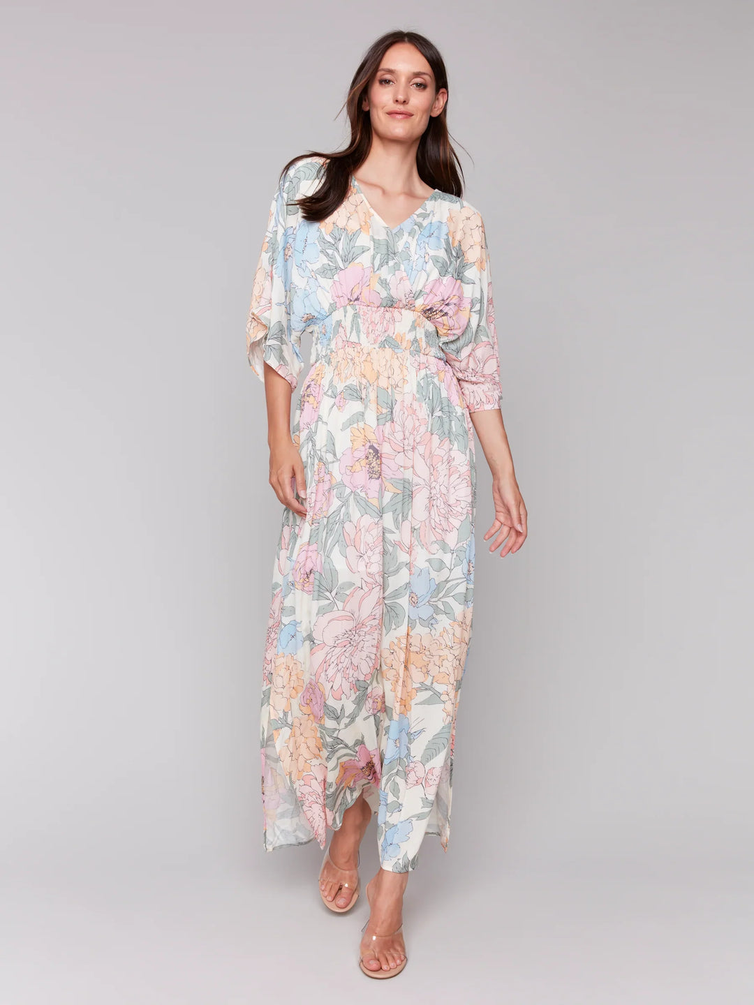 Short Sleeve V-Neck Print Dress