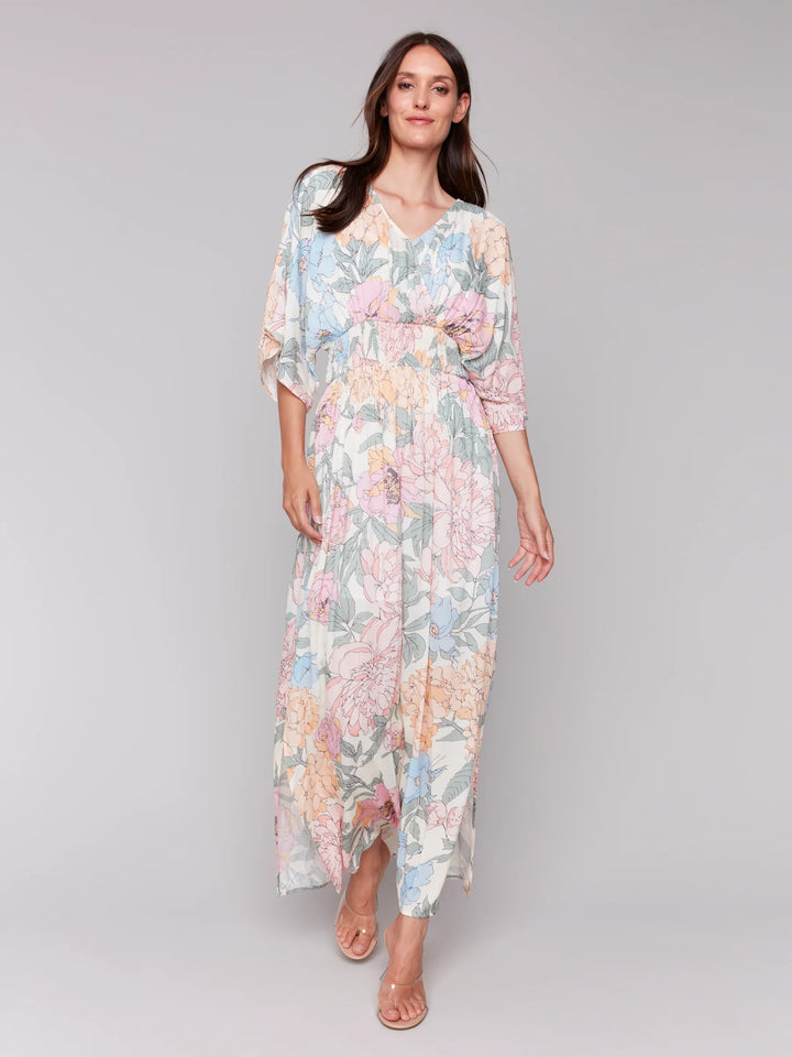 Short Sleeve V-Neck Print Dress