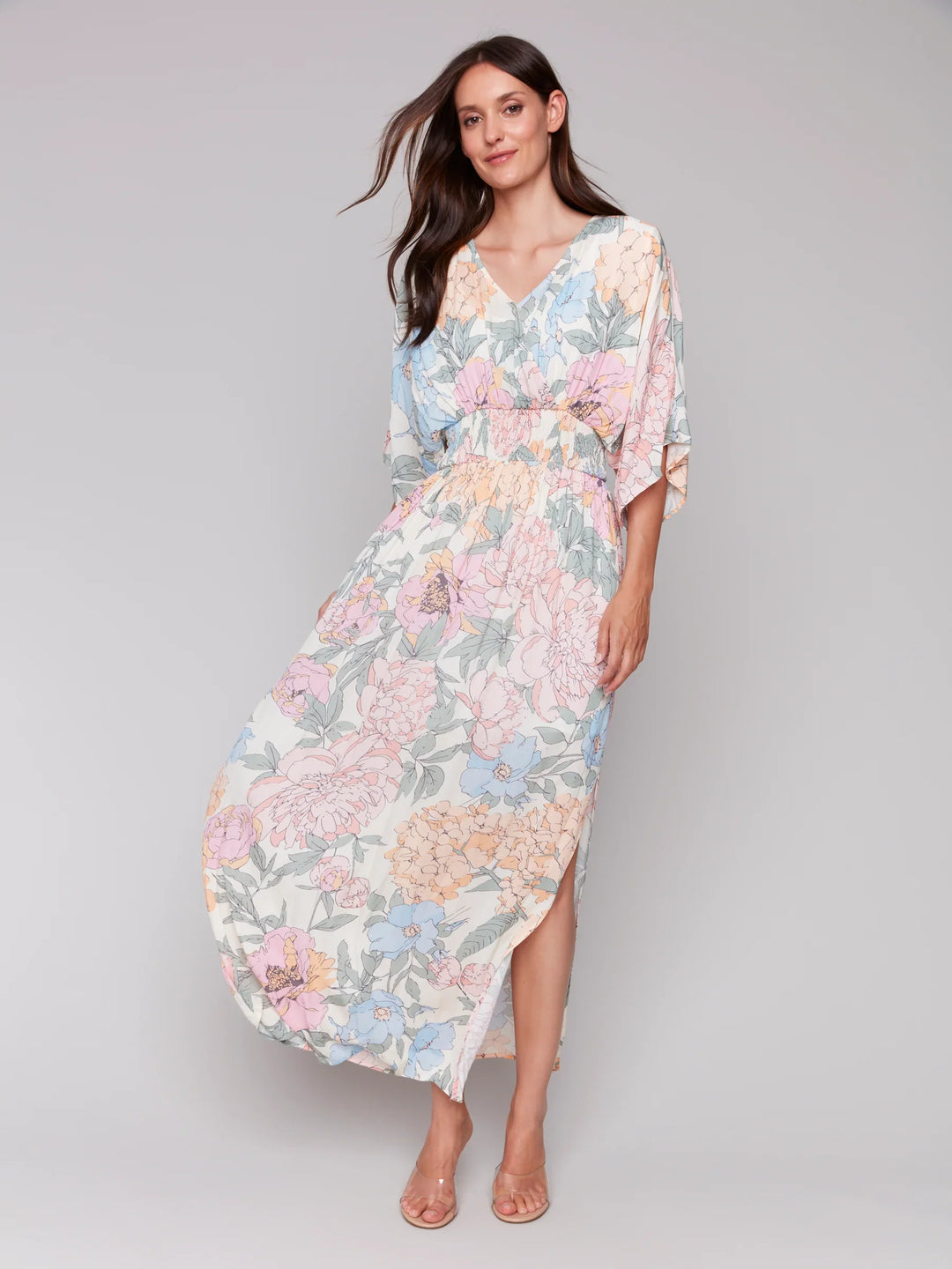 Short Sleeve V-Neck Print Dress