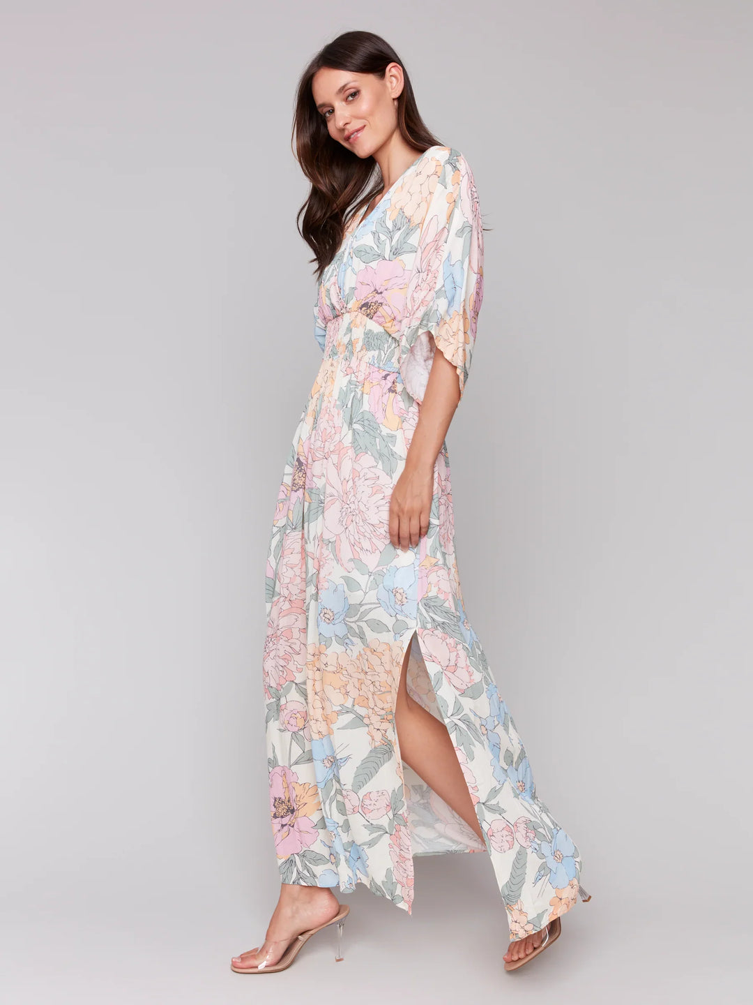 Short Sleeve V-Neck Print Dress