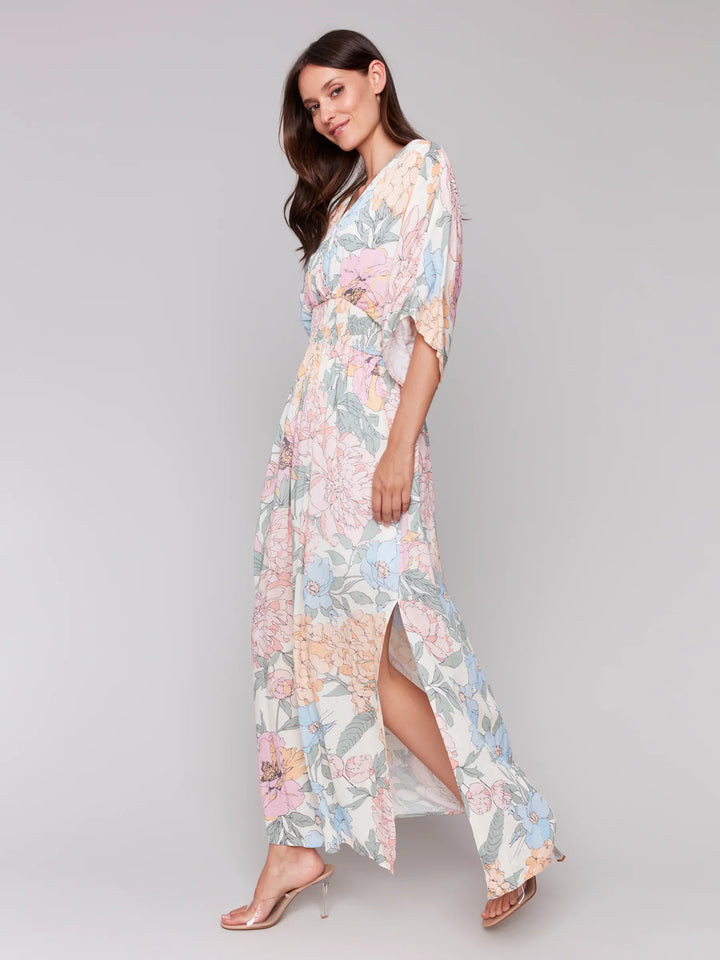 Short Sleeve V-Neck Print Dress