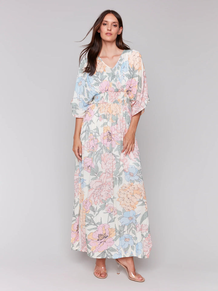 Short Sleeve V-Neck Print Dress