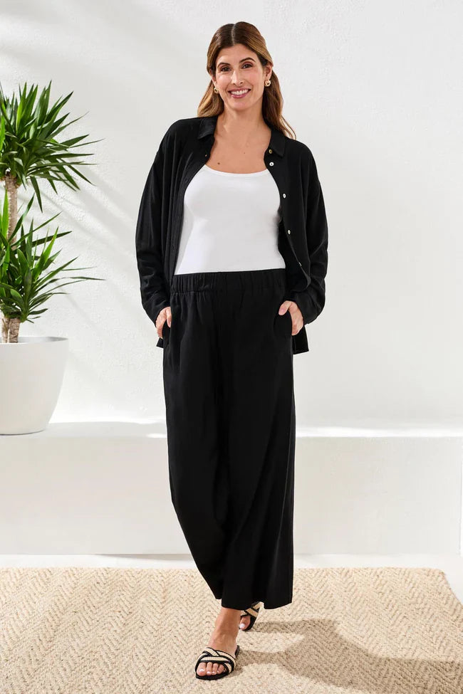 Flowy Linen Wide Leg Ankle Pant