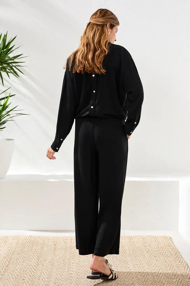 Flowy Linen Wide Leg Ankle Pant