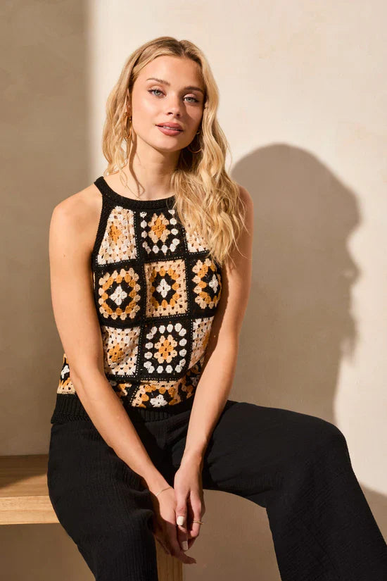 Crochet Halter Sweater Tank Top