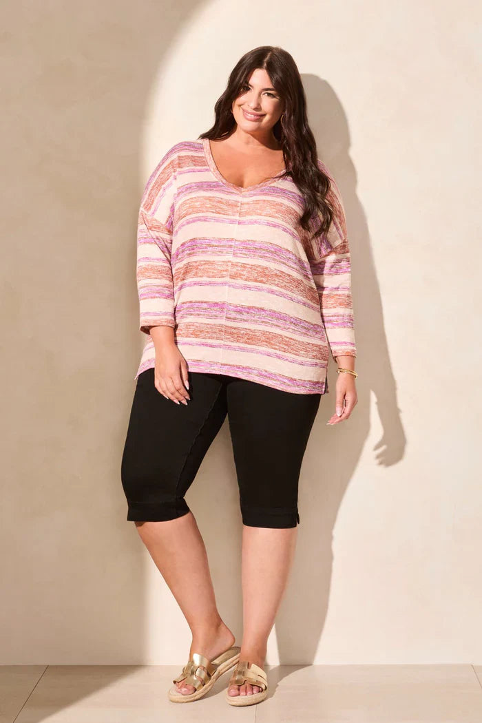 Combo Print 3/4 Sleeve Top
