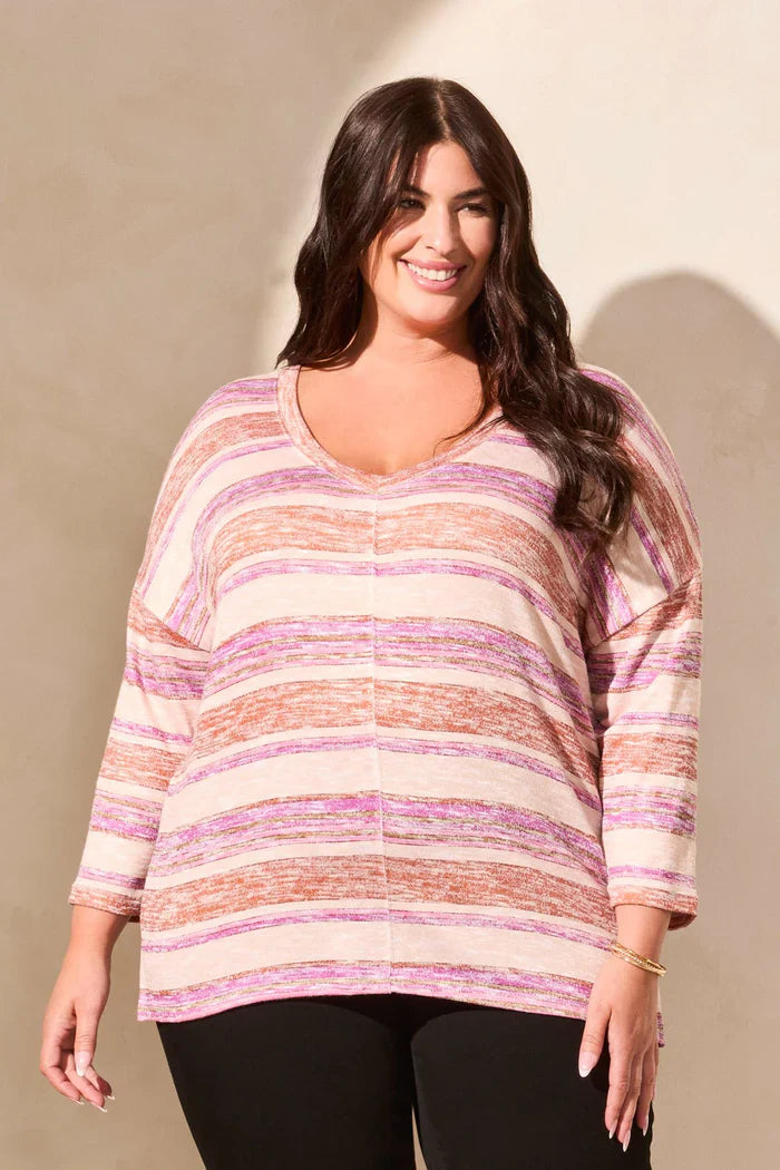 Combo Print 3/4 Sleeve Top