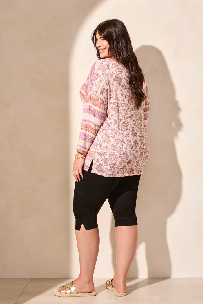 Combo Print 3/4 Sleeve Top
