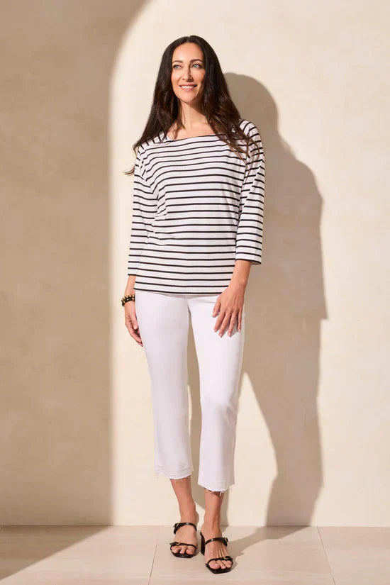 3/4 Sleeve Boatneck Top